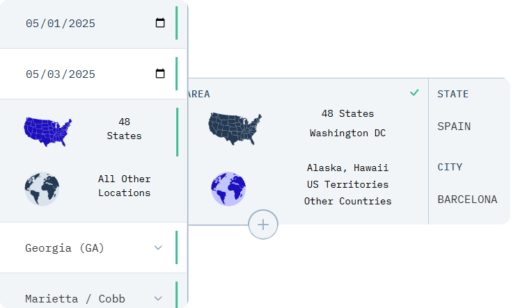 Screenshot showing both domestic and international uses of the calculator